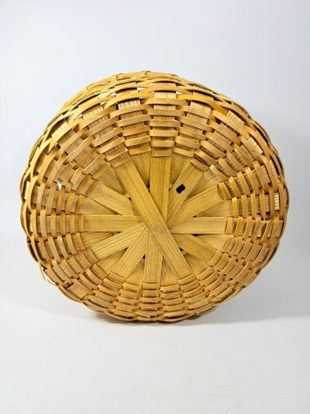 Amish Handwowen Swinging Handled Basket Vintage Light Wood Handmade Decorative - Picture 16 of 16